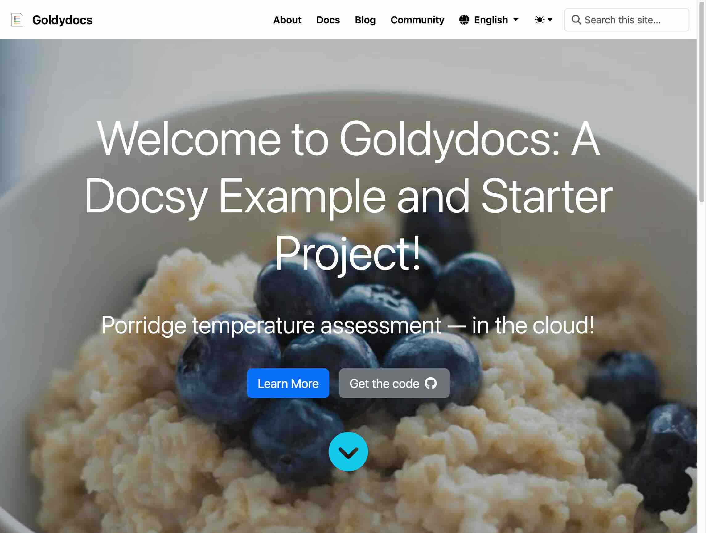 Goldydocs starter template homepage